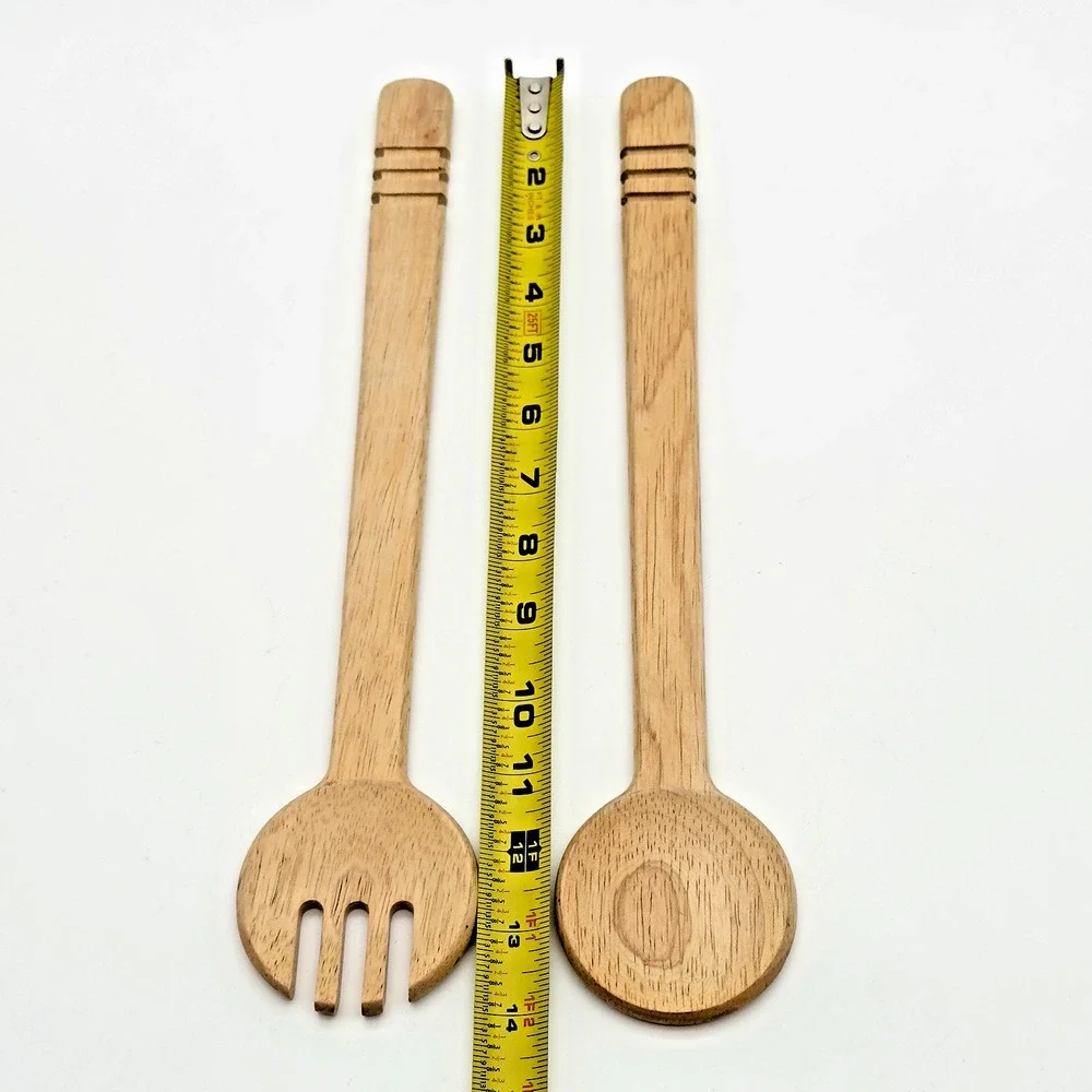 Vintage Winsome Wood Salad Spoon Fork Server 14